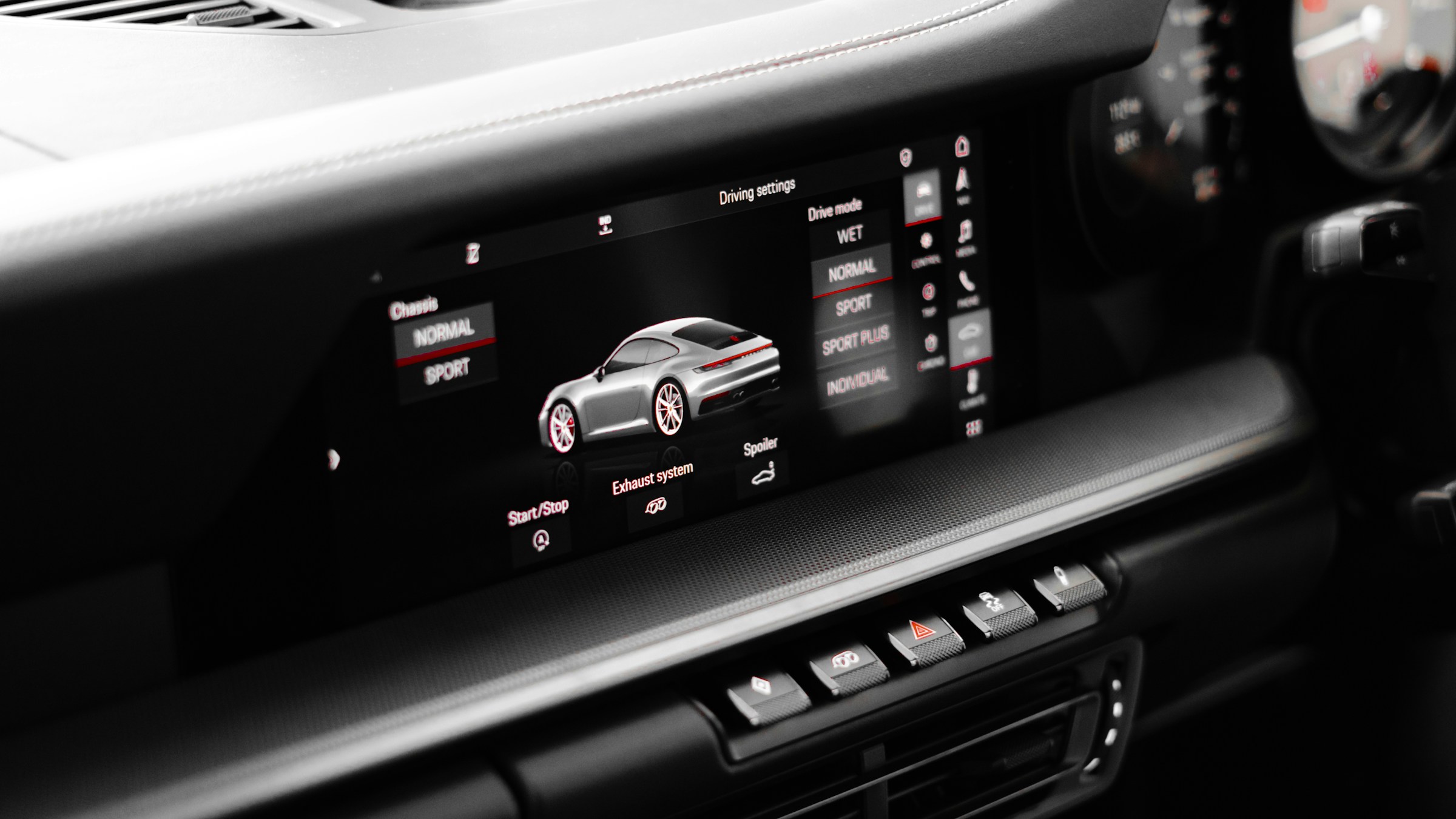 car dashboard with screen